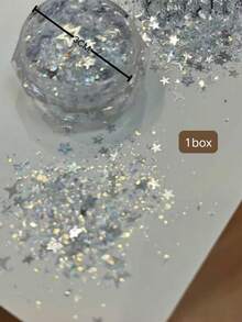 1盒閃亮星星亮片美甲裝飾，超亮混色亮片，網紅同款美甲飾品DIY配件，優雅亮眼美甲用品美甲飾品 - 彩色 - 查看 2