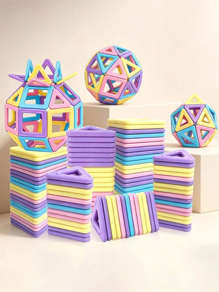Magnetic Building Blocks Toy, Suitable For Boys And Girls, Macaron Castle Magnetic Construction Blocks, STEM Educational Learning Toy, Suitable For Children, Christmas/Birthday Gift, Random Color