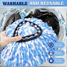 3 Pack Spin Mop Replacements Head Compatible For Oceda RinseClean 2-Tank System,Microfiber Spin Mop Refills Head,1 Mop Scrub Brush + 1 Mop Base + 3 Pack Cleaning Floor Mop Head - (3+1+1)pcs - 查看 6