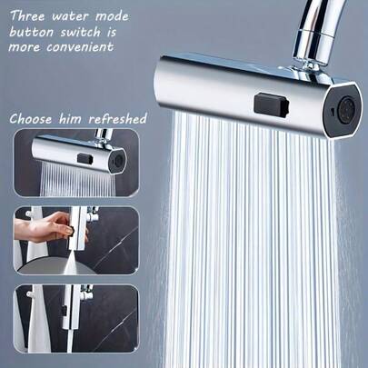 Modern Multifunctional Kitchen Faucet With Adjustable Sprayer And Swivel Spout - Splash-Proof Waterfall Function And Extended Spout Adapter - Other Materials And Shapes