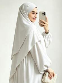Bộ 2 món: Khăn trùm đầu Khimar + Áo choàng Abaya, rộng rãi và thoải mái, tiện lợi, trang phục Hồi giáo phù hợp cho phụ nữ mặc hàng ngày, cầu nguyện, mọi mùa. - Nhiều màu - Xem 10