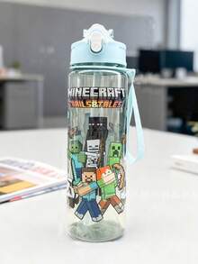 Minecraft Taza de agua con pajita con tema de mundo de dibujos animados, taza de viaje portátil con tapa abatible, botella de agua de gran capacidad y alta calidad para jugadores, estudiantes, actividades al aire libre, accesorios de juegos - Multicolor - Ver 6