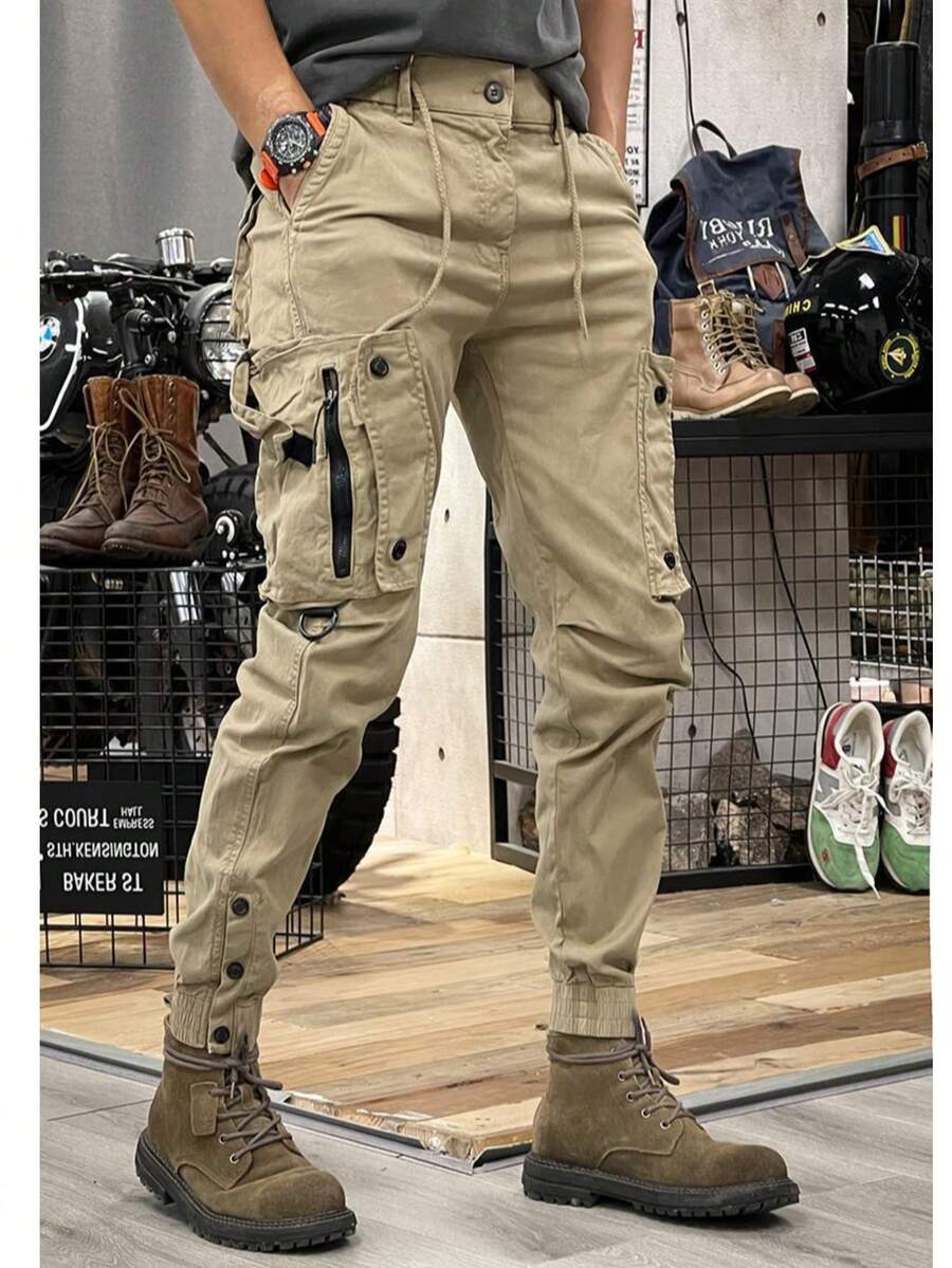 Tactical Military Cargo Pants For Men In American Hip Hop Outdoor Style - Màu Khaki - Xem 1