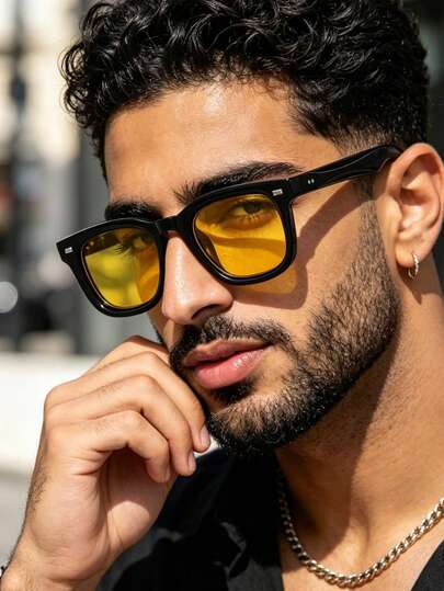 1pc Oval Small Frame Glasses, Minimalist Stylish Retro Fashion For Men (Suitable For Driving, Travel, Leisure, Outdoor, Daily Use)