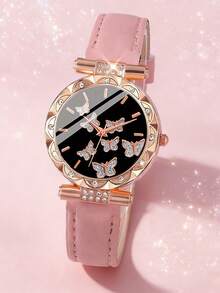 2/1pc Girl's Fashion Elegant Butterfly Dial Quartz Watch, Paired With Stylish Wallet, Suitable For Girls, Birthday/Holiday Gift, Suitable For Party, Vacation, Travel, Back To School And Daily Wear. Mother's Day, Valentine's Day, Perfect Gift For Family And Friends - Multicolor - View 14