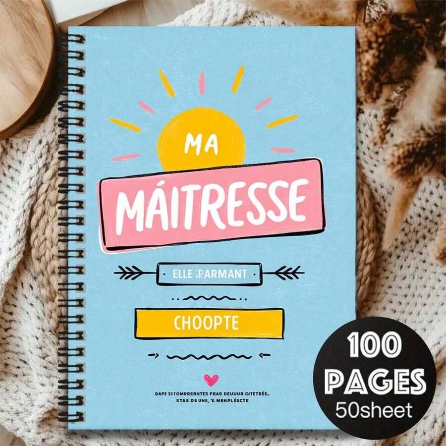 Sổ tay lò xo kiểu Pháp thanh lịch, thiết kế bìa "MA MAÎTRESSE", thích hợp để ghi chú công việc, học tập, sử dụng hàng ngày ở trường. Món quà ý nghĩa cho lễ tốt nghiệp, sinh nhật và các dịp khác, có thể dùng làm nhật ký, sổ kế hoạch hàng ngày, sổ ghi nhớ, 100 trang/50 tờ, người bạn đồng hành đáng tin cậy. - M - Xem 1