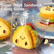1PC Creative Simulation Sandwich, Toast, Kneading Music, Stress Relieving Toy, Layered Burger, Creamy Texture, Cute Stress Relieving, Birthday Gift - Christmas Gift - Perfect Gift - Gift - Multicolor - View 2