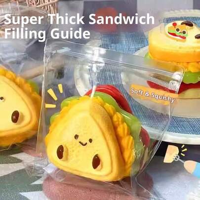 1PC Creative Simulation Sandwich, Toast, Kneading Music, Stress Relieving Toy, Layered Burger, Creamy Texture, Cute Stress Relieving, Birthday Gift - Christmas Gift - Perfect Gift - Gift