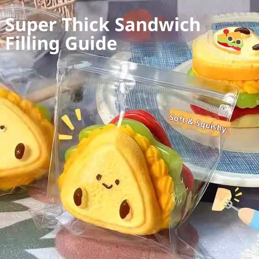 1PC Creative Simulation Sandwich, Toast, Kneading Music, Stress Relieving Toy, Layered Burger, Creamy Texture, Cute Stress Relieving, Birthday Gift - Christmas Gift - Perfect Gift - Gift