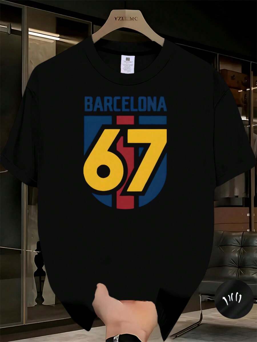 2026 Commemorative T-Shirt For Men - Football Pattern Print - Casual Round Neck Design - Suitable For Training And Outdoor Use - 2026 Event Fan Wear - Machine Washable - Ideal For Sports Fans And Everyday Use - Black - View 1