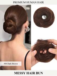Real Human Hair Bun Extensions For Women - 16cm Stretching Wavy Messy Bun Scrunchie - Elastic Hair Band For High Ponytail Updo - Natural Fluffy Chignon For Daily Wear Wedding Travel Essential - Multicolor - View 16