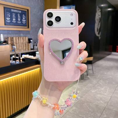 New Glitter Phone Case/Heart-Shaped Mirror Stand, Compatible With IPhone 17 Pro Max, 15 Pro Max, 14 Pro Max, 13 Pro Max, 12 Pro Max, 11 Pro Max, XS Max, 7, 8 Plus, Galaxy S25, S22, S23, S24+, A04, A05, A14, A15, A24, A25, A34, A54S, 13C+ Full Set Of Phone Cases
