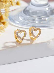 1 Paar minimalistische elegante Cut Out herzförmige Ohrringe, vielseitig tragbare filigrane Ohrringe, geeignet als Geschenk zum Valentinstag, Erntedankfest, Muttertag, Lehrertag - Verschiedenfarbig - Übersicht 2