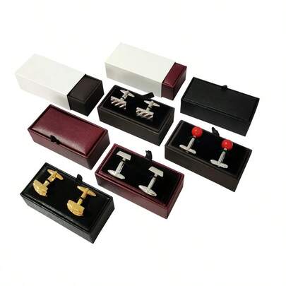 12 piezas Caja para gemelos en negro, rojo y marrón, diseño de estuche de almacenamiento con tapa abatible de alta calidad, elaborada para accesorios pequeños, portátil