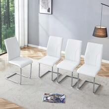 Chairs Made Of PU Material, 2 Sets. Chair Legs Made Of Silver Metal. Suitable For Offices, Dining Rooms, Kitchens, Conference Rooms And Similar Environments. - White - View 10