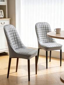 1/2pcs Solid Color Elastic Breathable Summer Dining Chair Cover, Durable Seat Protector Suitable For Kitchen, Home, Restaurant - Light Grey - View 5