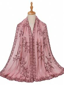 Elegant Embroidered Lace Organza Lightweight Breathable Modest Women's Shawl, Suitable For Spring And Summer - Multicolor - View 6