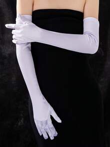 1 Pair Satin Evening Gloves,Festival,Camping - White-14623 - View 3