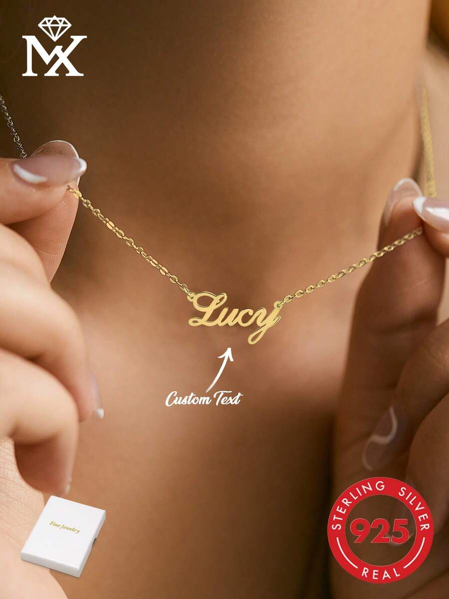 Collar de plata de ley 925 con nombre personalizado, colgante personalizado - perfecto para el Día de San Valentín, aniversario, Halloween, Navidad, Día de la Madre, amigos y familia - Multicolor - Ver 1