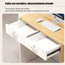 Mesa de Recepción Minimalista con Cajones con Cerradura, Mostrador de Caja Diseño Moderno y Práctico - Multicolor - Ver 4