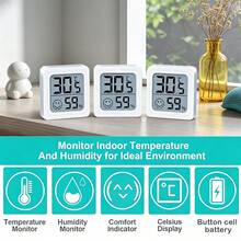 3pcs Mini Digital Hygrometer, Indoor Room Thermometer Humidity Meter, Suitable For Home, Greenhouse, Storage Room, Nursery, Indoor Temperature And Humidity Monitor - Thermometer and Hygrometer - View 5