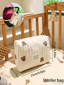 Borsa da viaggio stile coreano nuova ricamata, borsa multifunzionale per lo stoccaggio, borsa da viaggio con manico grande e capienza ampia per brevi viaggi, borsa fasciatoio leggera, pratica borsa per ospedale maternità, organizer da viaggio, regalo per la festa della mamma - Grigio - Visualizzare 9