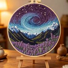 European Style Landscape Hand Embroidery DIY Kit, Starry Sky & Lavender Embroidery Decor, Hanging Wall Art, Handmade Gift For Friends, Beginner Embroidery Tool Set - Multicolor - View 8