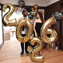 2026 Aluminum Foil Number Balloons, Suitable For Birthday Party, Graduation, New Year Holiday Decoration - Multicolor - View 8