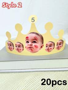 1/5/10/20个装定制生日派对皇冠，个性化生日派对装饰皇冠，个性化纸质王子头饰，个性化生日帽派对装饰，20/30/40/50/60/70岁生日装饰，21岁生日派对皇冠，拍照道具，个性化派对装饰 - 彩色 - 查看 13