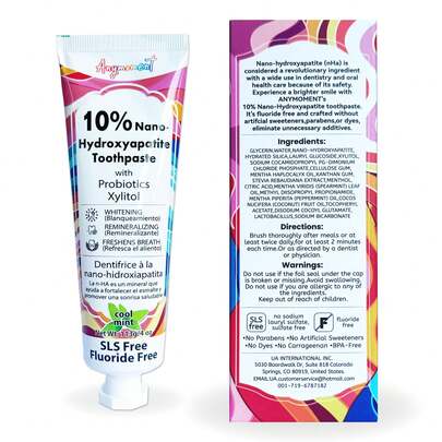 Pasta dental blanqueadora Anymoment con hidroxiapatita, sabor a menta. Nanohidroxiapatita para favorecer la remineralización y restaurar el esmalte. Apta para dientes sensibles. Vegana, sin gluten, 113 g.