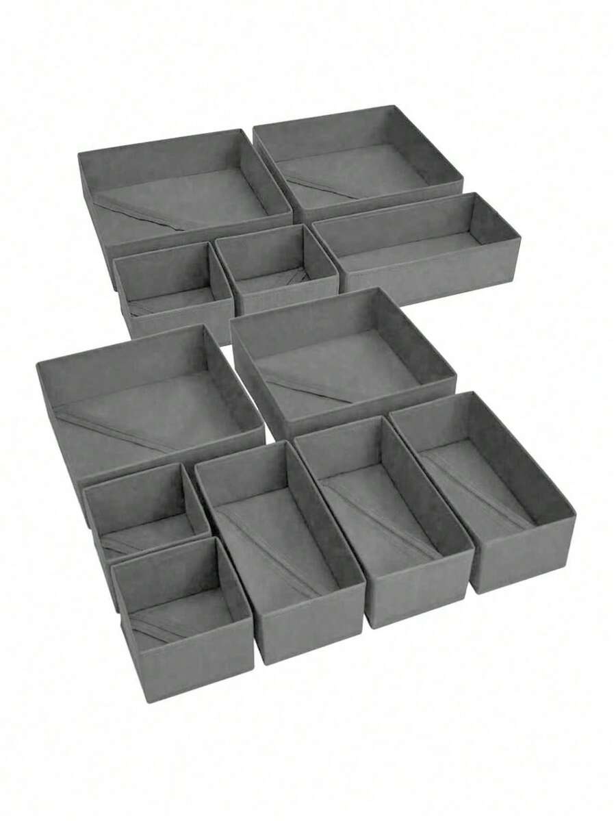 Multi-Piece Storage Box - Foldable Underwear Storage Box, Clothing Storage Box Set, Zipper Bottom Cardboard Storage Box, Solid Color Simple Storage Box, Suitable For Living Room Remote Controls, Bedroom Underwear, Bathroom Sundries, Home Decoration, Bedroom Decoration, Simple And Stylish Storage Boxes In Various Sizes, Can Store Different Items - Dark Grey - View 1