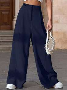 Alika Women's "Old Money" Tailored Trousers: High Waist And Minimalist Finish - 黑色 - 查看 1