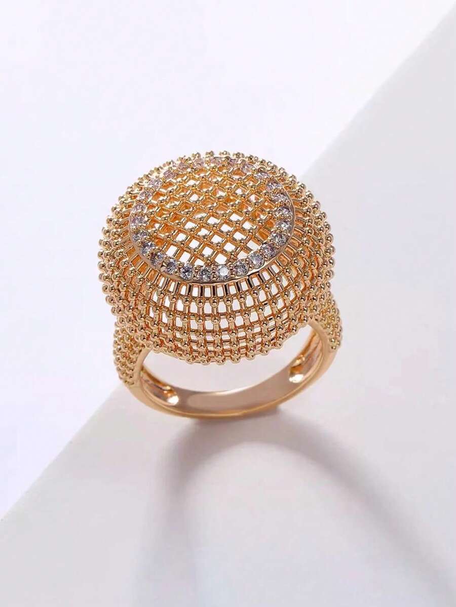 1 chiếc nhẫn rỗng mạ vàng 24K kiểu Trung Đông thời trang, đa năng, phù hợp cho nữ giới đeo hàng ngày, dự tiệc và đi làm. - Vàng 1 - Xem 1