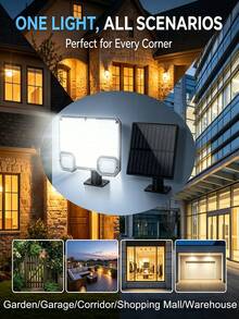 1pc Split-Type Solar-Powered Sensor Wall Lamp 144 LED Single/Double Sensor Wall Lamp Waterproof Multi-Level Dimming Suitable For Courtyard Security, Garage Lighting, Villa Exterior Walls, Emergency Lighting And Other Multiple Lighting Scenarios - 144 LED Split-type Induction Wall Light - View 8