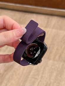 1条男女通用休闲硅胶磁性表带，适用于38/40/41/42/44/45/46/49mm Ultra/SE/11/10/9/8/7/6/5/4/3/2/1 - 紫色 - 查看 2