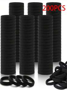20/50/100/200PCS Women's Basic High Elastic Hair Ties, Korean Style Black Hair Bands, Upgraded High Elasticity, Fashionable Multifunctional, High-End Elegant Quality, Minimalist Hair Accessories, Suitable For Women's High Ponytail, Colorful Hair Decor Design, Multifunctional Styling, Daily Wear Hair Ties, Thoughtful Gift For Girlfriends And Family, Transparent Bag Packaging, Suitable For Back-To-School Hair Accessories Gift - Black - View 10