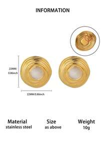 1 Pair French Vintage Faux Pearl Round Earrings For Women Gold Color Geometric Earrings Daily Wear Jewelry Mother's Day Gift - Multicolor - View 2