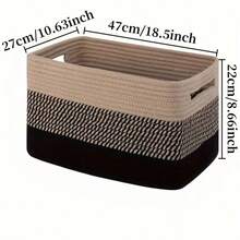1pc Woven Storage Basket, And Decorative, Features Handle For Easy Carrying, Can Be Used To Organize Clothes, Toys, And Miscellaneous Items, Helps Tidy Up Home Space And Keep Things Orderly - Multicolor - View 24