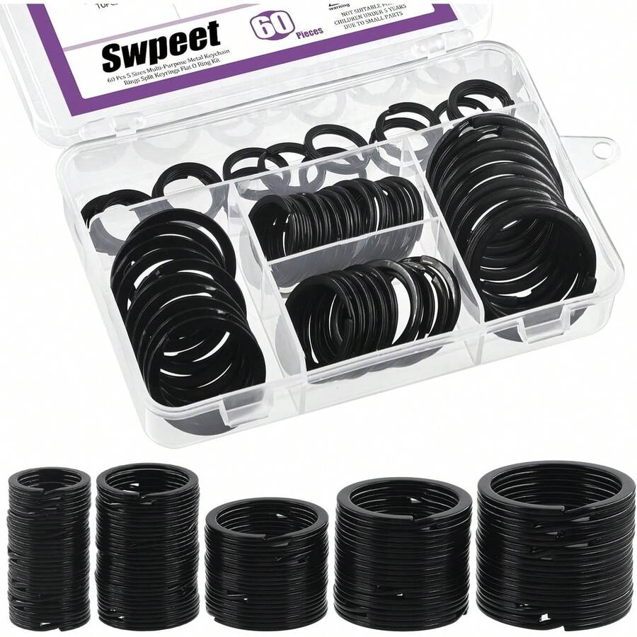 - 60 llaveros de metal multiusos, color negro, varios usos, anillos divididos, anillos planos para llaves de coche, accesorios llaves, colgantes, 20 mm, 25 mm, 30 mm, 35 mm, 38 mm - Bronce - Ver 1