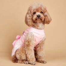 1pc Birthday Girl Pet Dog Dress, For Small/Medium Dog Cat Birthday Party Outfit, Fashionable Photo Shoot Attire, Breathable & Comfortable - Pink - View 5