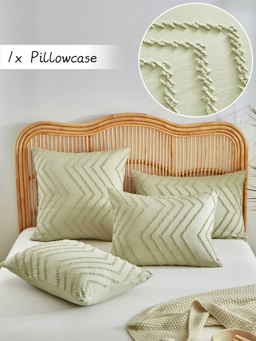 1 chiếc vỏ gối trang trí bằng polyester kiểu Bohemian màu xanh lá cây, họa tiết sọc lượn sóng, khoét lỗ, màu trơn, phong cách trang trại tối giản, mềm mại và thoáng khí, dùng để trang trí nhà cửa, có thể giặt máy, không bao gồm ruột gối. - màu xanh lá - Xem 1