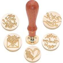 Bộ 1/6 con dấu sáp, đầu con dấu bằng đồng thau, thích hợp cho thiệp mời đám cưới, bao bì quà tặng, phong bì, thiệp Giáng sinh. - Bộ cụm từ - Xem 4