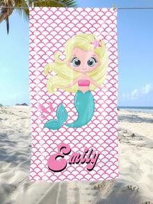 Customized Beautiful Mermaid Beach Towels With Personalized Text On 1pc, Available In Mermaid Image, Comfortable Beach Towels, Fashionable Pool Towels, Beach Accessories, Essential Holiday Gifts, Multiple Sizes, Suitable For Both Men And Women - Multicolor - View 3