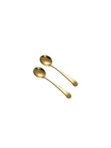 2件套优质加厚金色304不锈钢汤匙、甜点匙、西瓜匙，高档餐具 - 查看 6