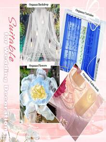 1pc Transparent Soft Organza Fabric, Suitable For Wedding Decoration, Clothing Sewing, Gift Packaging, DIY Crafts - Champagne - View 5