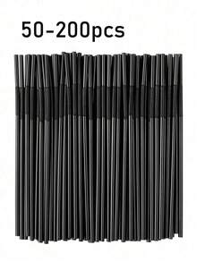 50/100/200支装黑色软吸管，咖啡搅拌棒，适用于奶昔、冰沙、珍珠奶茶、冰咖啡，也适用于酒吧、俱乐部、餐厅和家庭使用，是学校用品和返校季的理想之选。 - 查看 5