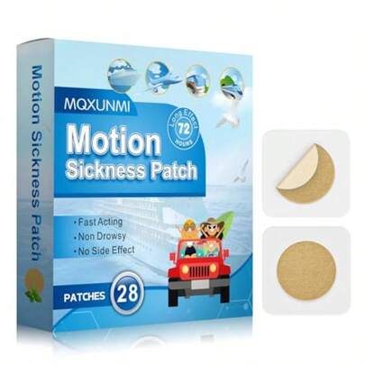 Motion Sickness Patches 28 Pcs No-Drowsy Sea Sickness Patches For Car Sickness Air Sickness And Travel Patch Fast Effective Up To 72 Hours