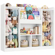 ONBRILL 2-In-1  Toy Storage Organizer, 4-Tier Stuffed Animal Storage With Bookshelf, Kids Toy Storage Shlef With 3 Open Cube With Rounded Corners, Bookshelf For Kids Room, Playroom, Bedroom, White - White - View 10