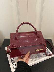 1 buah Tas Tangan Wanita Baru Berkualitas Tinggi, Desain Flap, Tas Persegi Kapasitas Besar, Cocok untuk Belanja, Kencan, Semua Musim, Tas Bahu Minimalis Bergaya dengan Tali yang Dapat Dilepas dan Disesuaikan - Burgundy - View 3