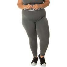 Kit 2 Leggings Elastico Exposto Plus Size Zero Transparencia Academia Fitness Feminino - Cinza Mescla e Cinza Mescla - Visão 3